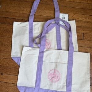 Trader Joe's Lavender-Trim Canvas Tote Bag